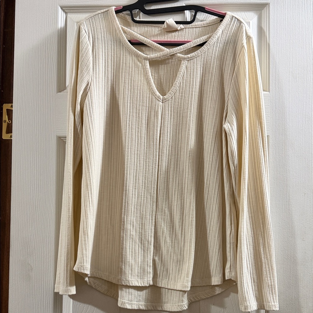 White Crow Cream Long Sleeve Ribbed Top